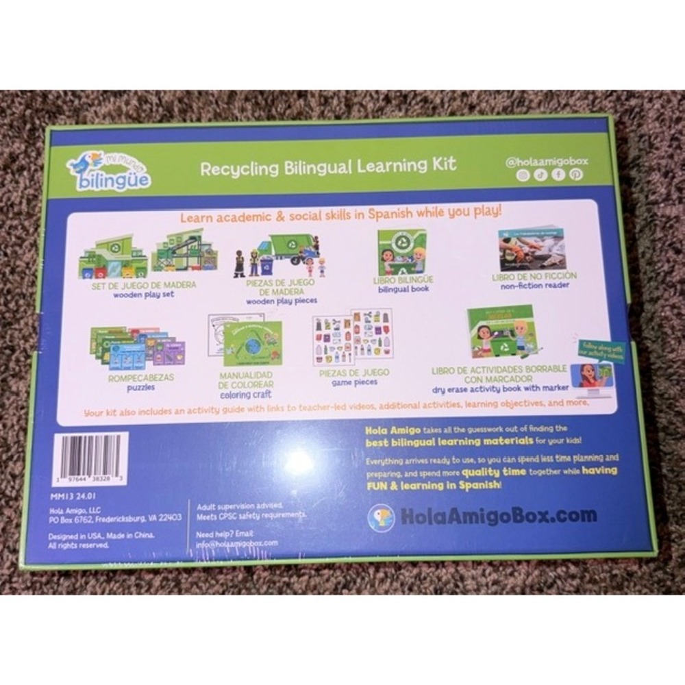 Hola Amigo Recycling Center Bilingual Spanish English Learning Kit Play Set - Picture 2 of 2